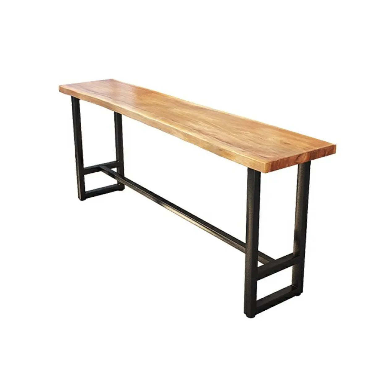 Large Wood-Iron Bar Table with Footrest — Table Only