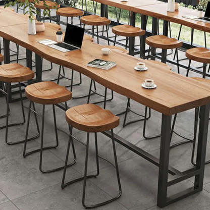 Large Wood-Iron Bar Table with Footrest — Table Only