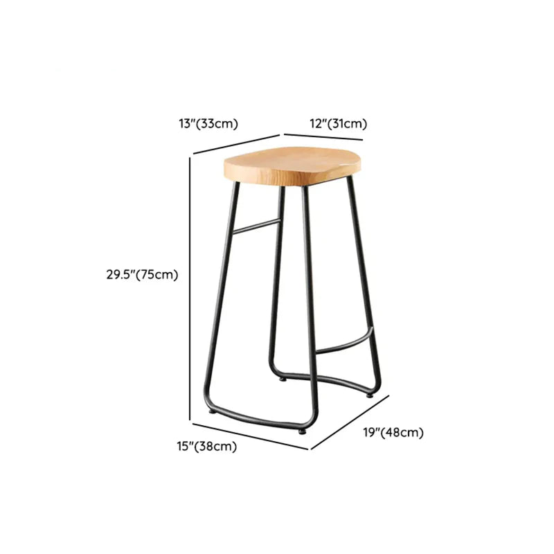 Industrial Brown Long Wood-Iron Bar Table Set — 1 Table & 8 Stools