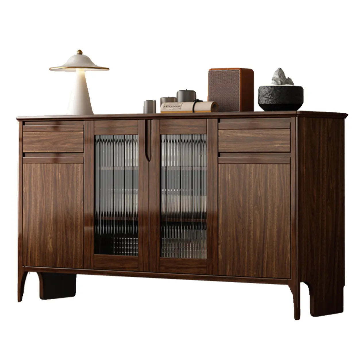 Brown Rectangular Wood Kitchen China Cabinet