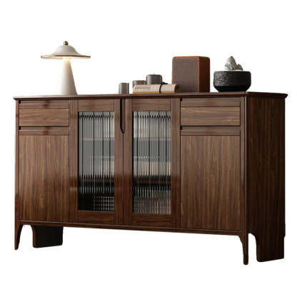 Brown Rectangular Wood Kitchen China Cabinet