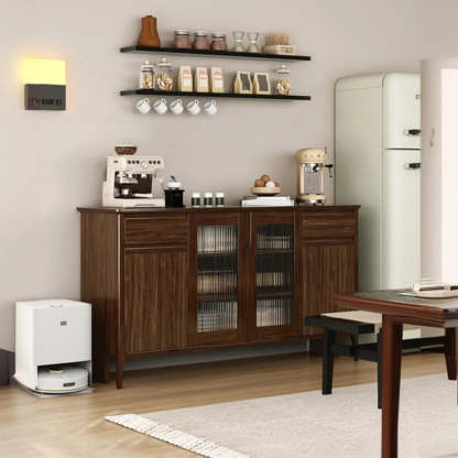 Brown Rectangular Wood Kitchen China Cabinet