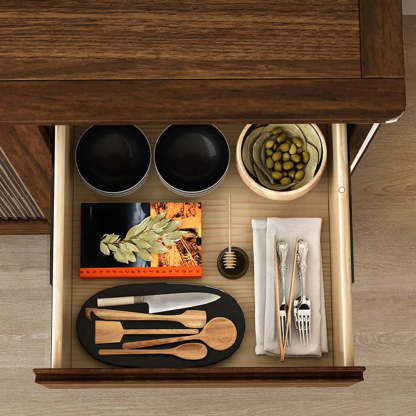 Brown Rectangular Wood Kitchen China Cabinet