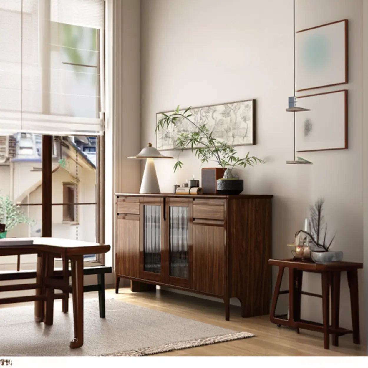 Brown Rectangular Wood Kitchen China Cabinet