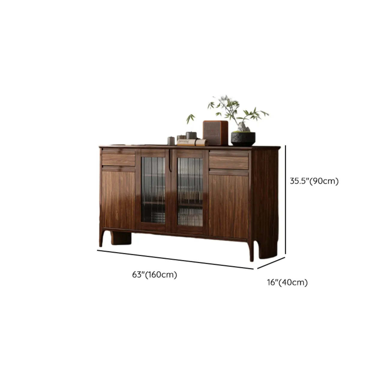Brown Rectangular Wood Kitchen China Cabinet