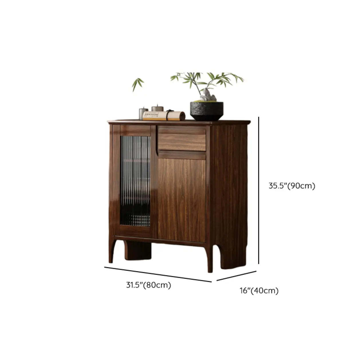 Brown Rectangular Wood Kitchen China Cabinet