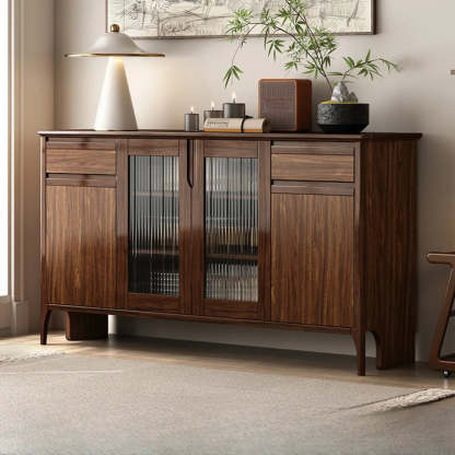 Brown Rectangular Wood Kitchen China Cabinet