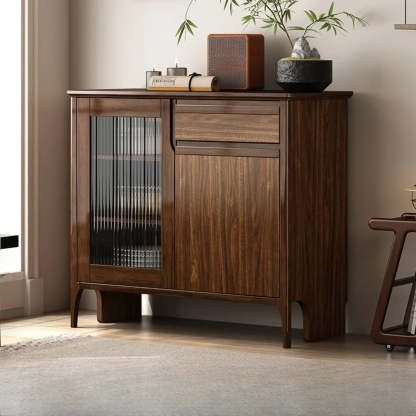 Brown Rectangular Wood Kitchen China Cabinet