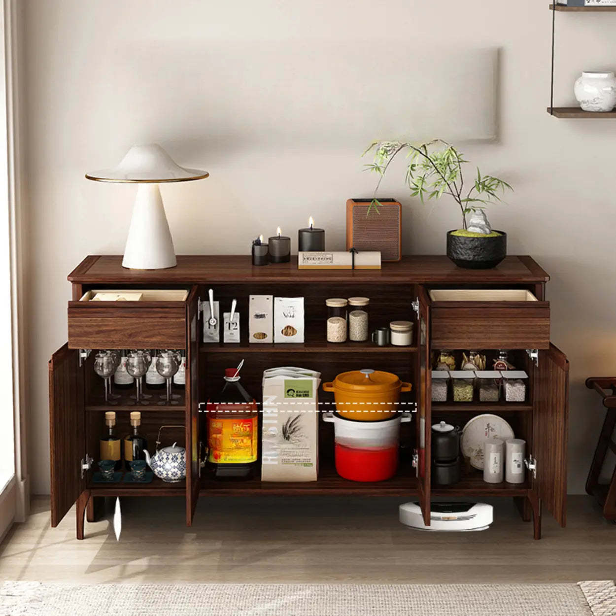 Brown Rectangular Wood Kitchen China Cabinet