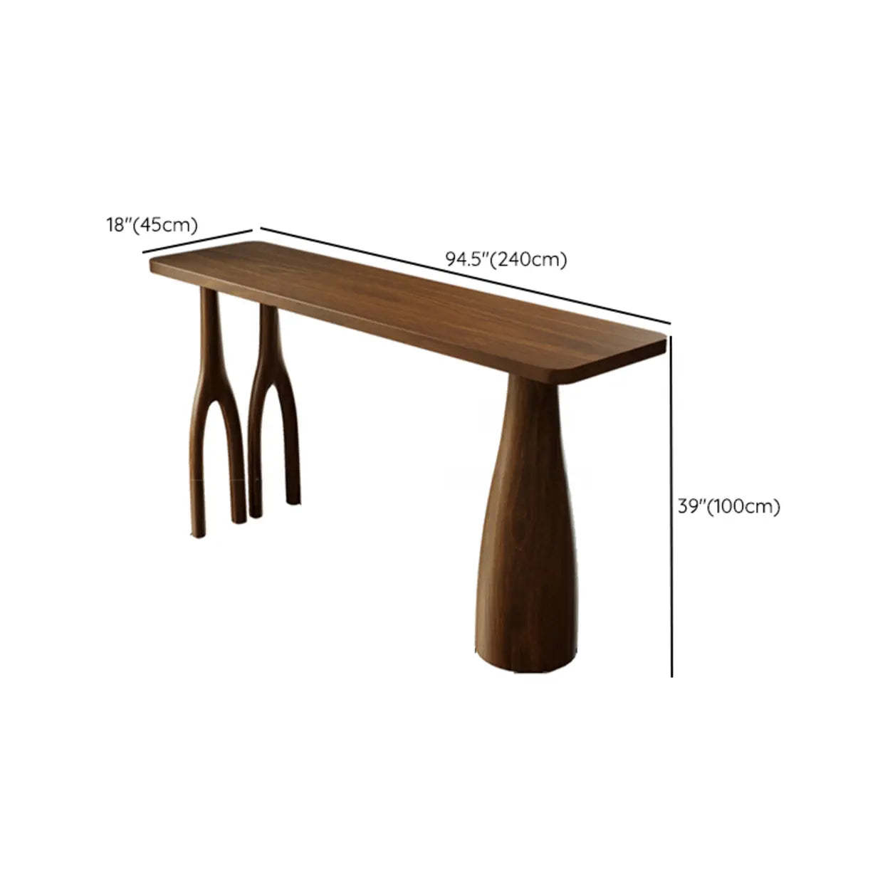 Brown Rectangular Wood Pedestal Bar Table