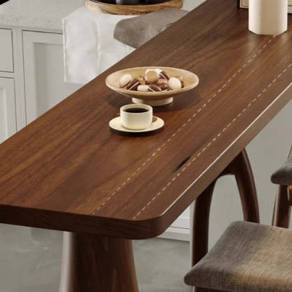 Brown Rectangular Wood Pedestal Bar Table