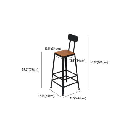 Long Wood-Metal Bar Table with Footrest