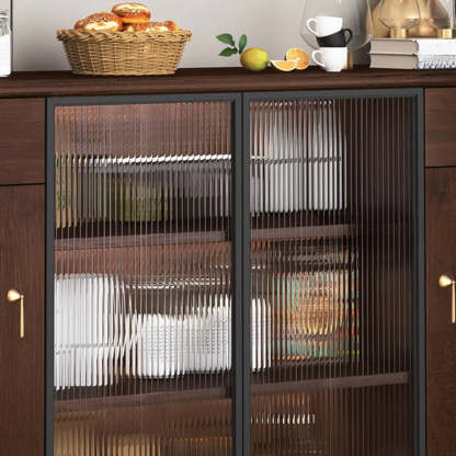 Brown Rectangular Wood Short China Cabinet — 8