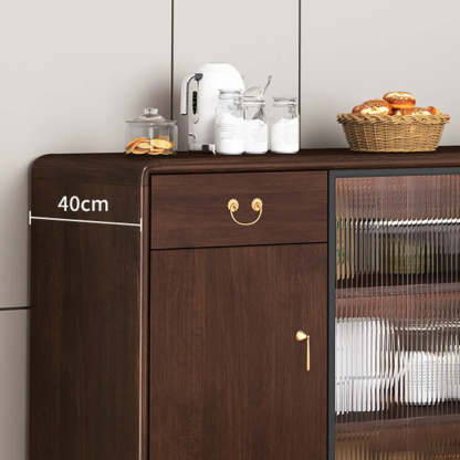 Brown Rectangular Wood Short China Cabinet