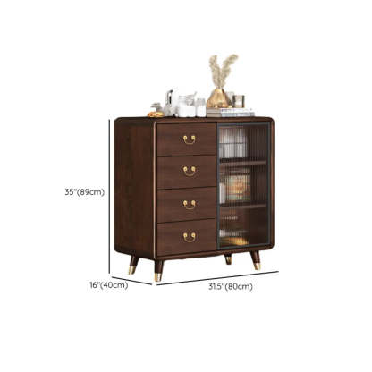 Brown Rectangular Wood Short China Cabinet