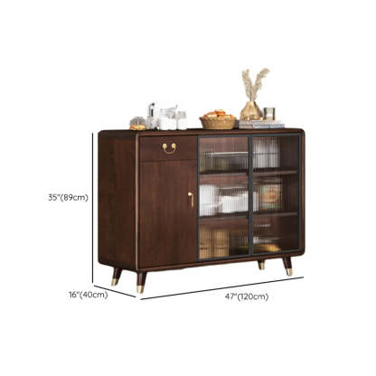 Brown Rectangular Wood Short China Cabinet