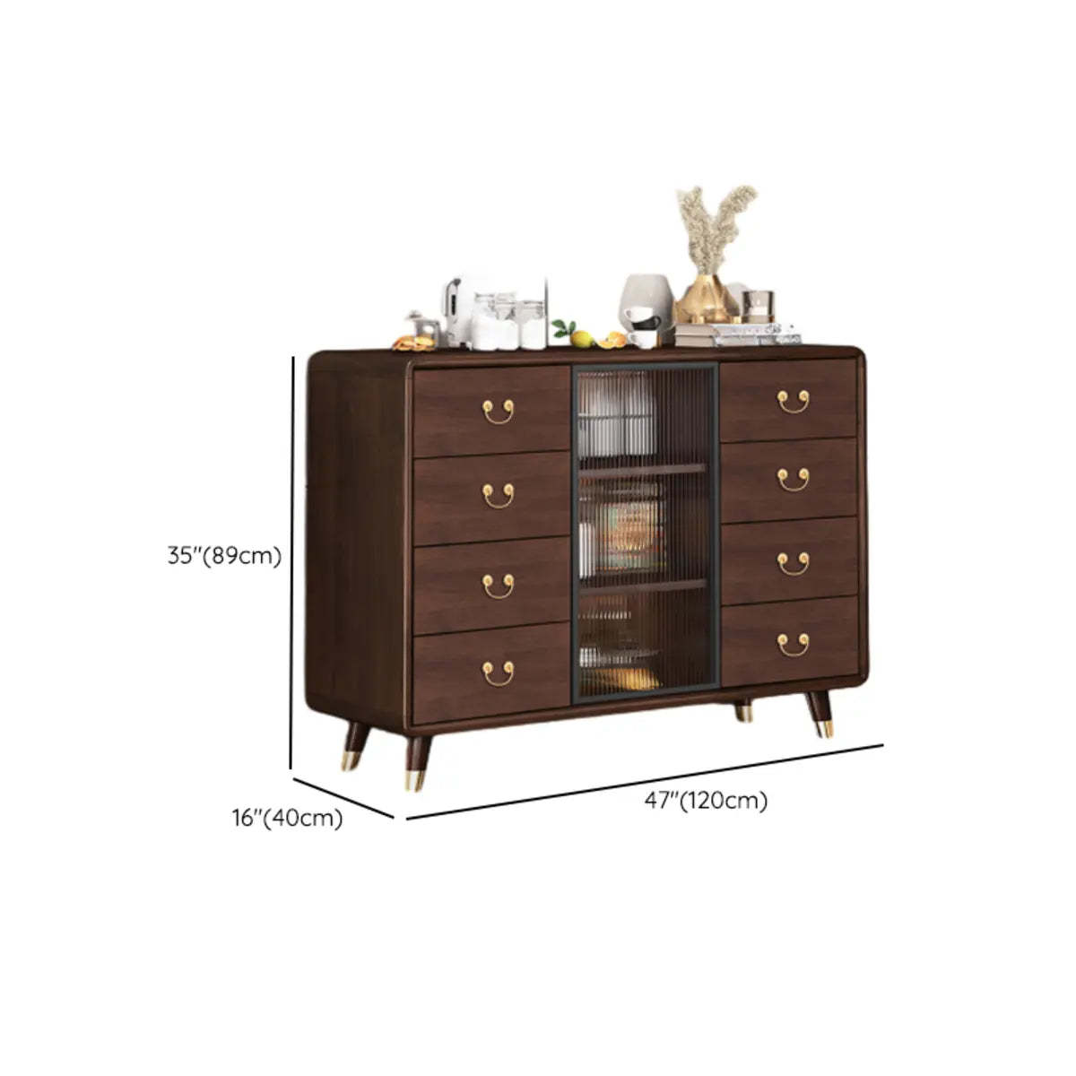 Brown Rectangular Wood Short China Cabinet