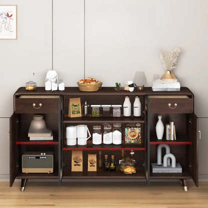 Brown Rectangular Wood Short China Cabinet — 2