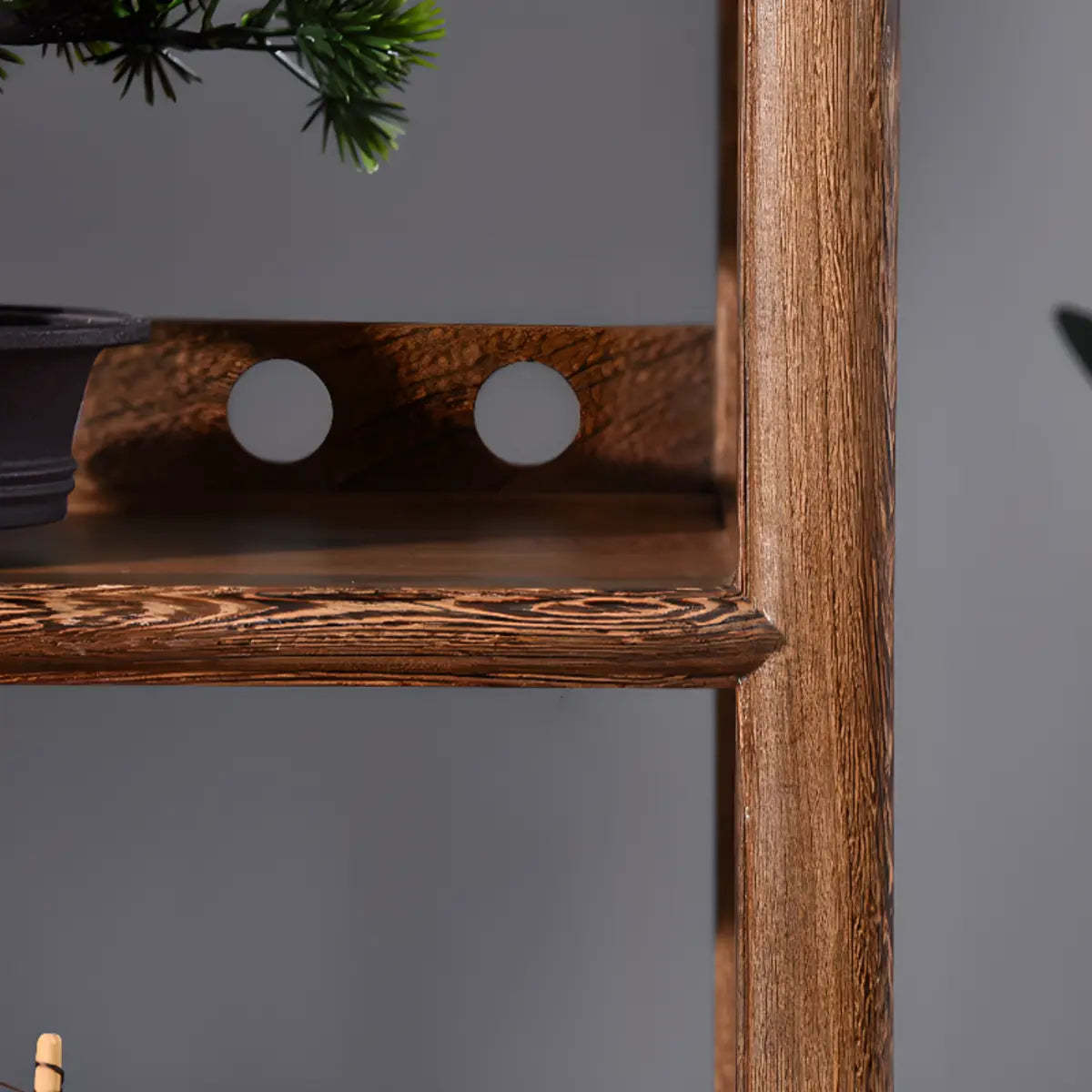 Brown Rustic Open Ladder Multi-Tier Bookshelf