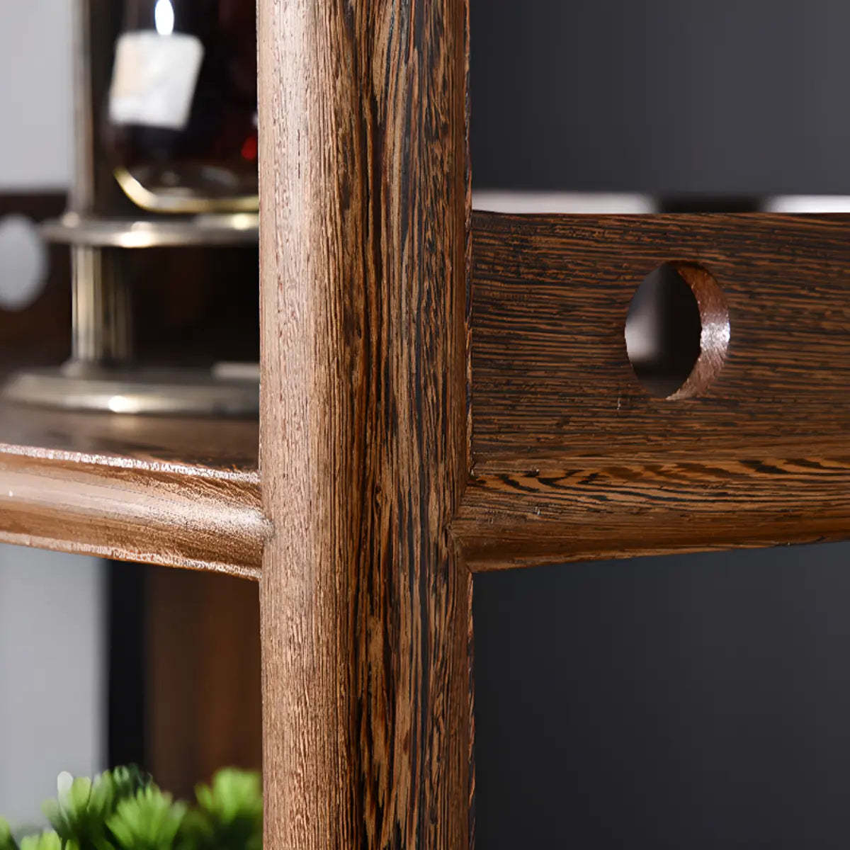 Brown Rustic Open Ladder Multi-Tier Bookshelf