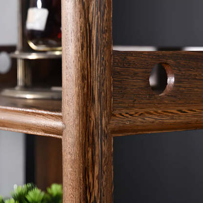 Brown Rustic Open Ladder Multi-Tier Bookshelf