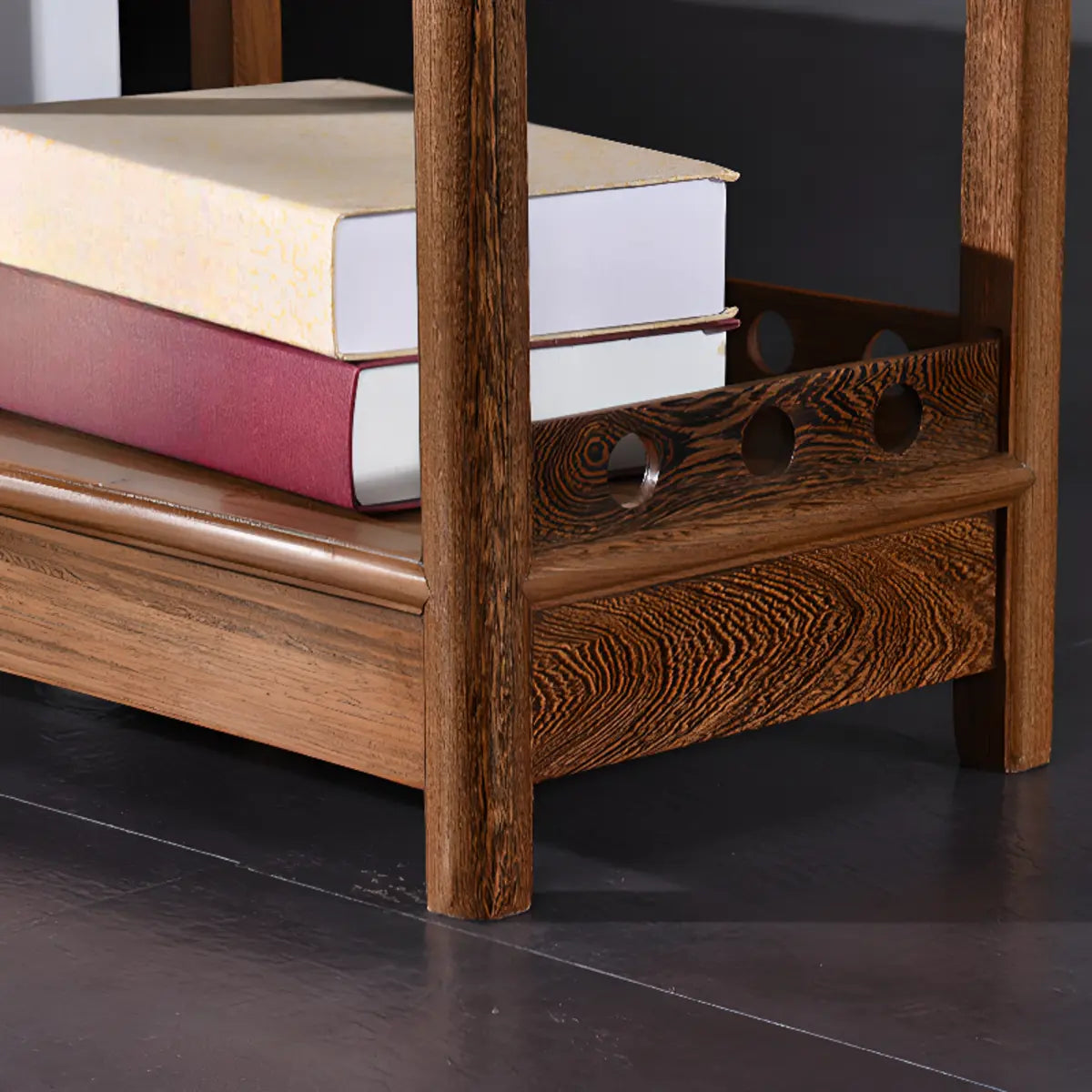 Brown Rustic Open Ladder Multi-Tier Bookshelf