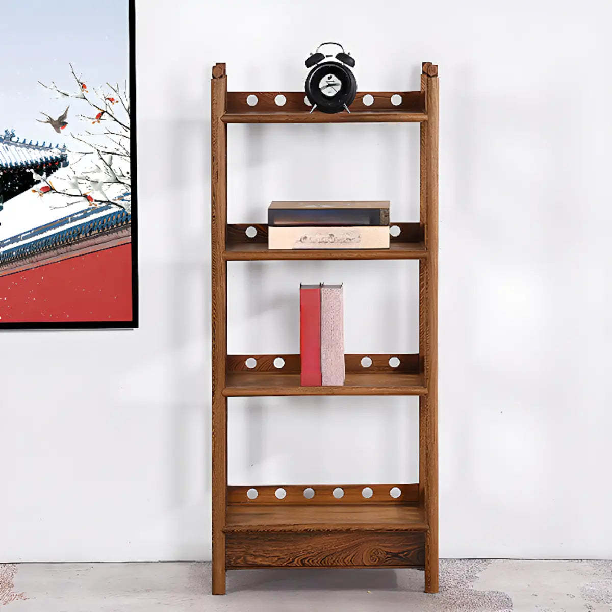 Brown Rustic Open Ladder Multi-Tier Bookshelf