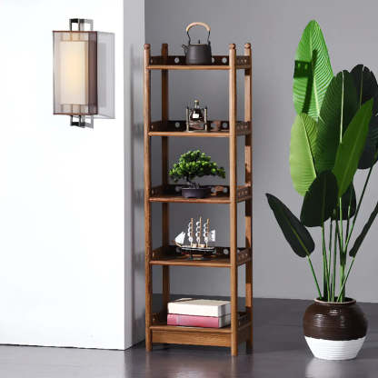 Brown Rustic Open Ladder Multi-Tier Bookshelf