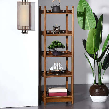 Brown Rustic Open Ladder Multi-Tier Bookshelf