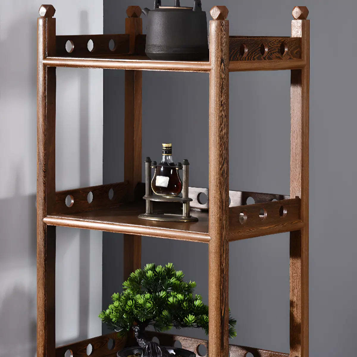 Brown Rustic Open Ladder Multi-Tier Bookshelf