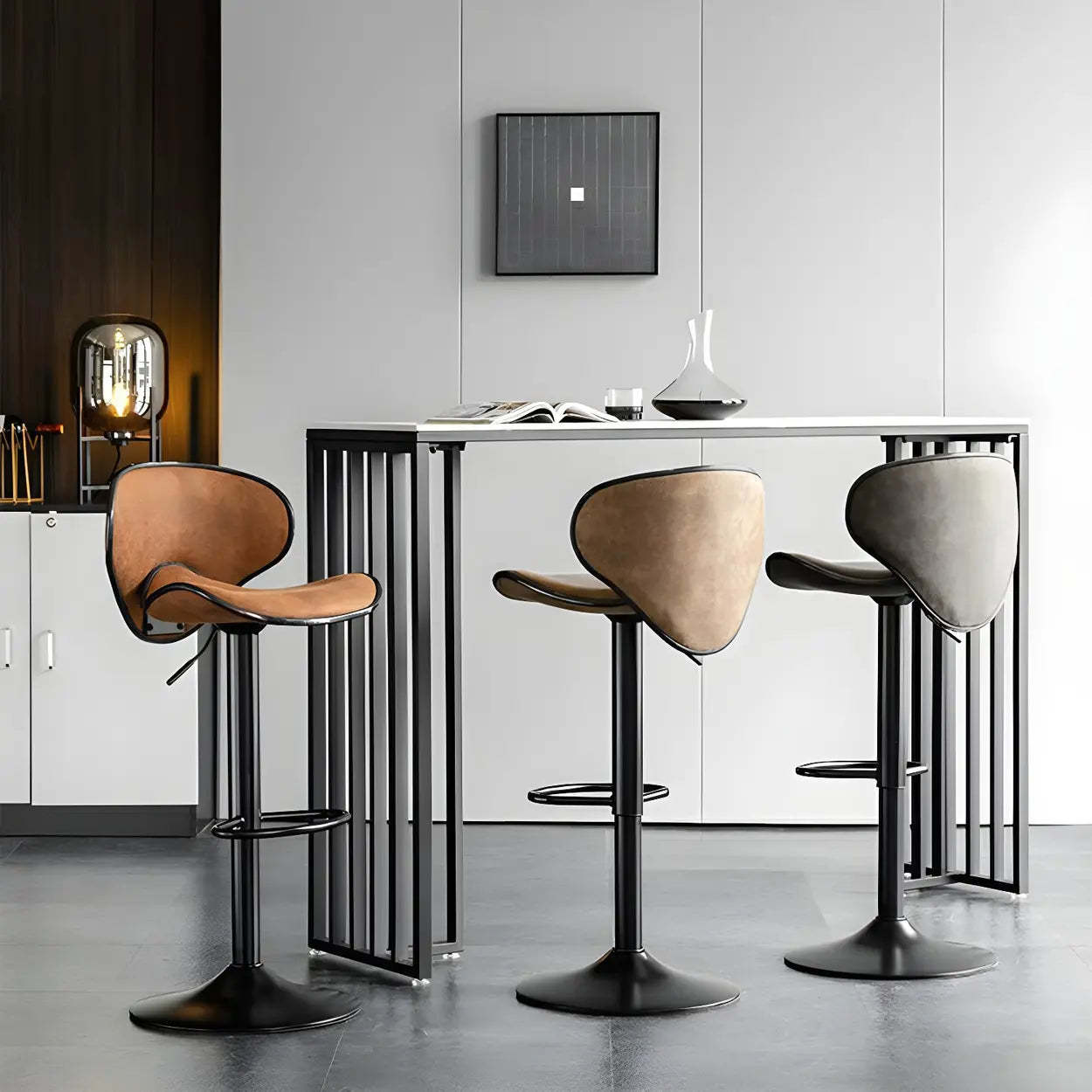 Brown Saddle Fabric Swivel Bar Stool 32 Inch — Brown