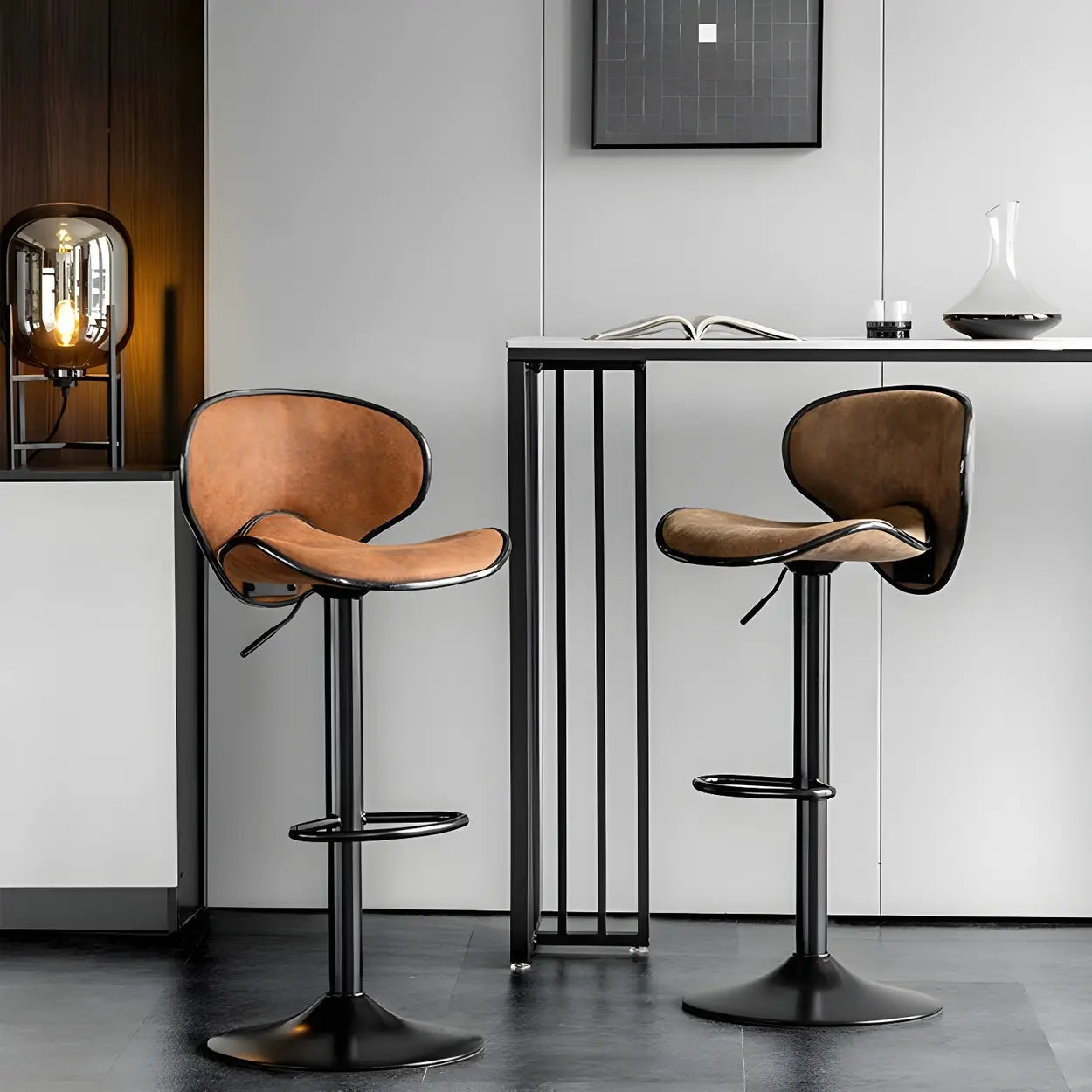 Brown Saddle Fabric Swivel Bar Stool 32 Inch — Camel
