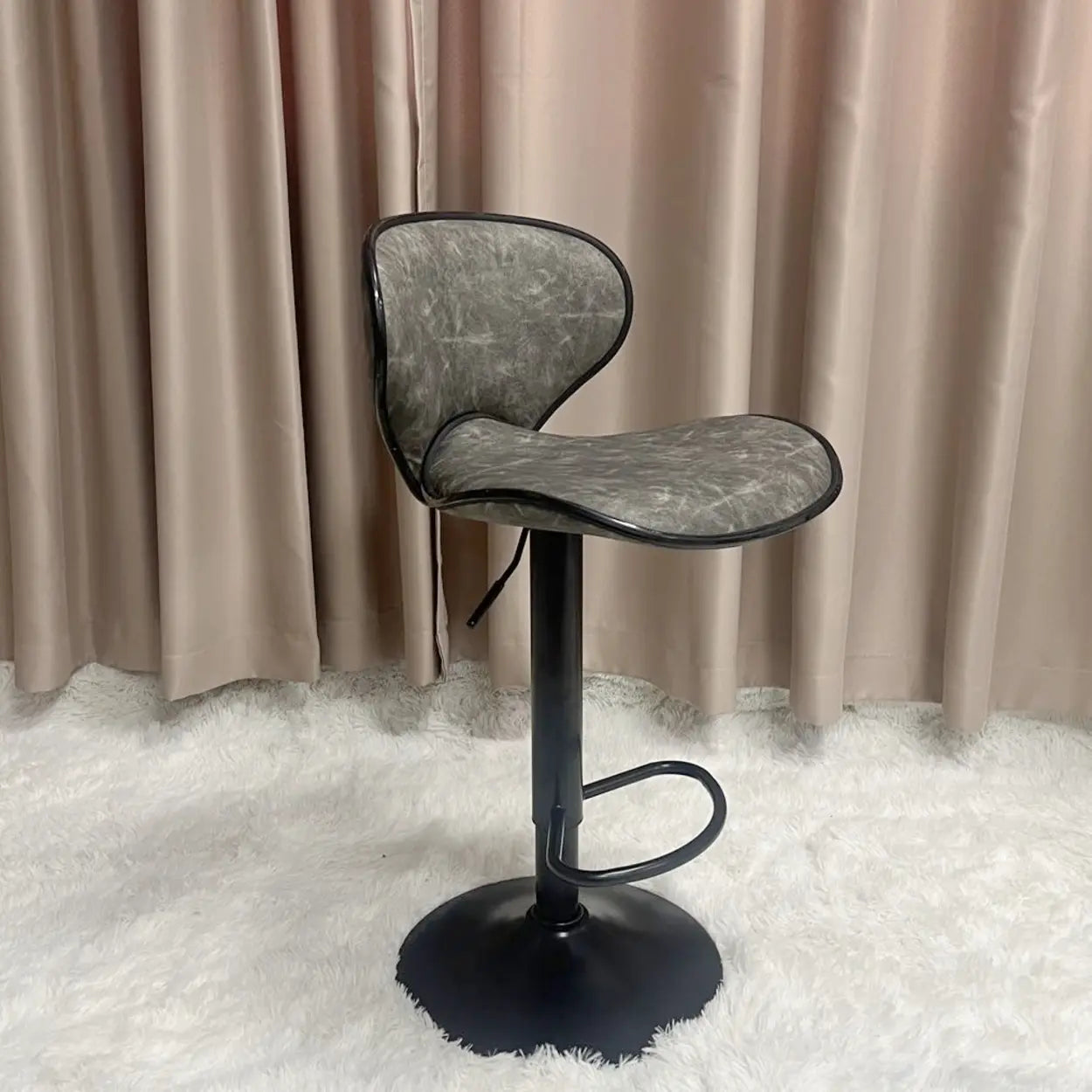 Brown Saddle Fabric Swivel Bar Stool 32 Inch — Grey
