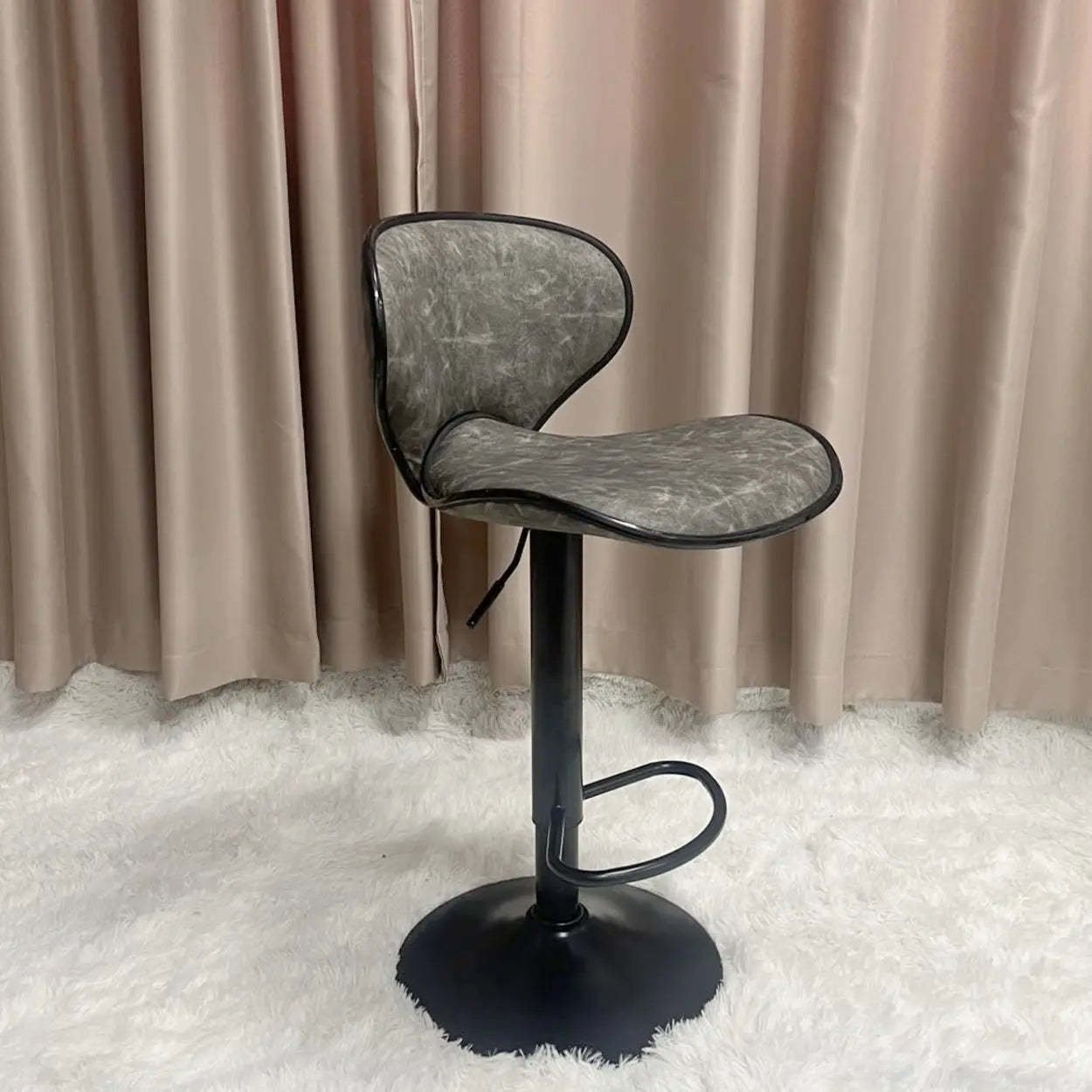 Brown Saddle Fabric Swivel Bar Stool 32 Inch — Grey