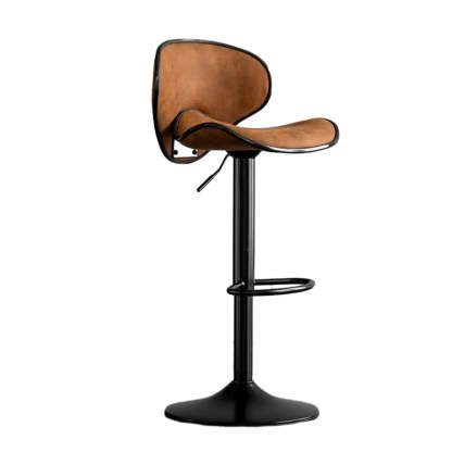 Brown Saddle Fabric Swivel Bar Stool 32 Inch — Grey