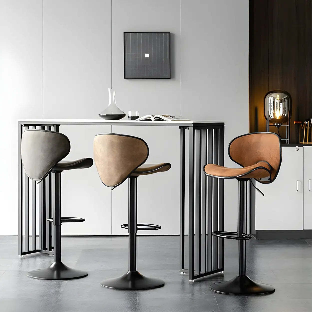 Brown Saddle Fabric Swivel Bar Stool 32 Inch