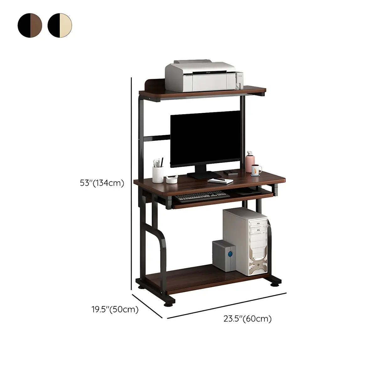 Brown Wood Computer Desk with Shelves