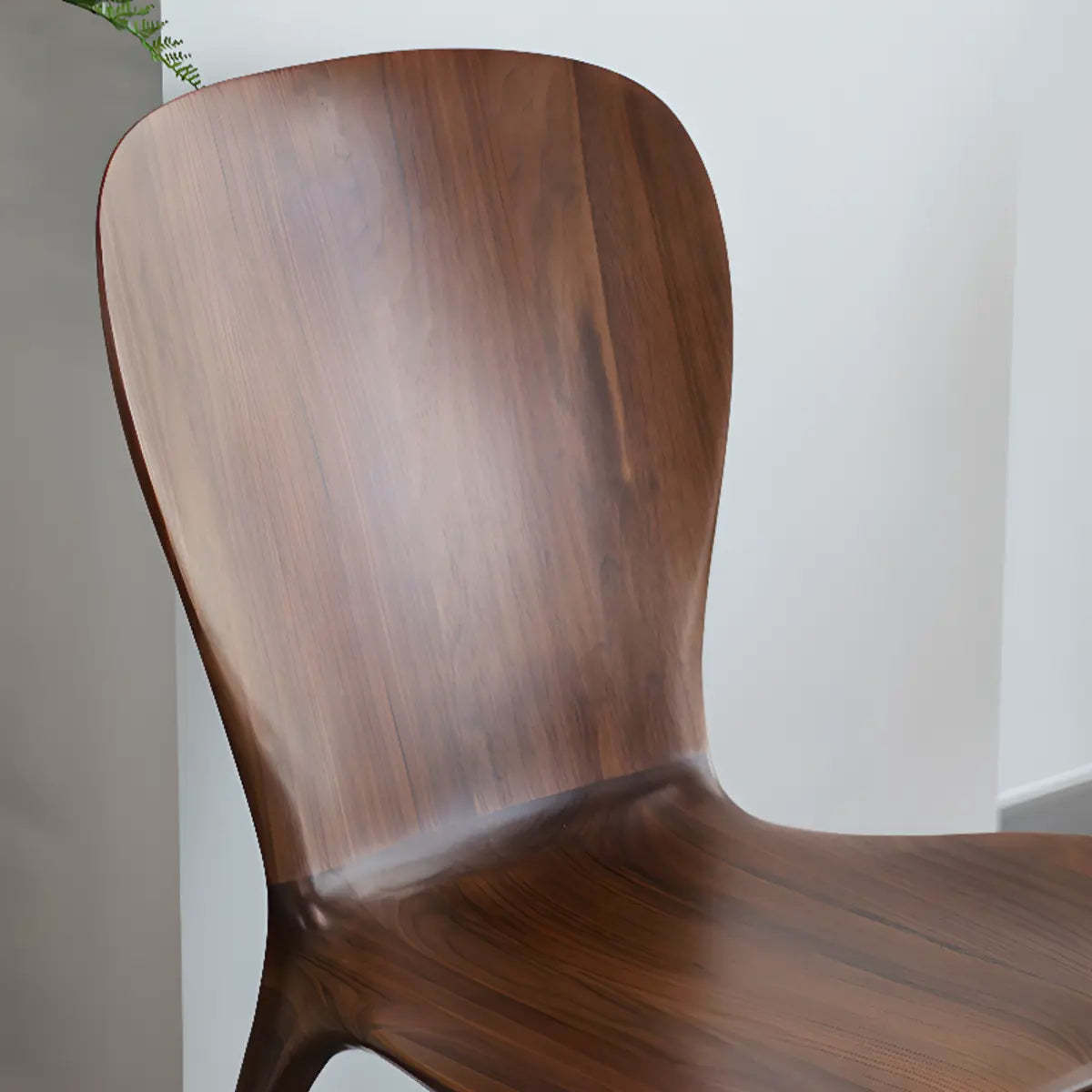 Brown Sleek Curved-Back Wood Armless Dining Chair
