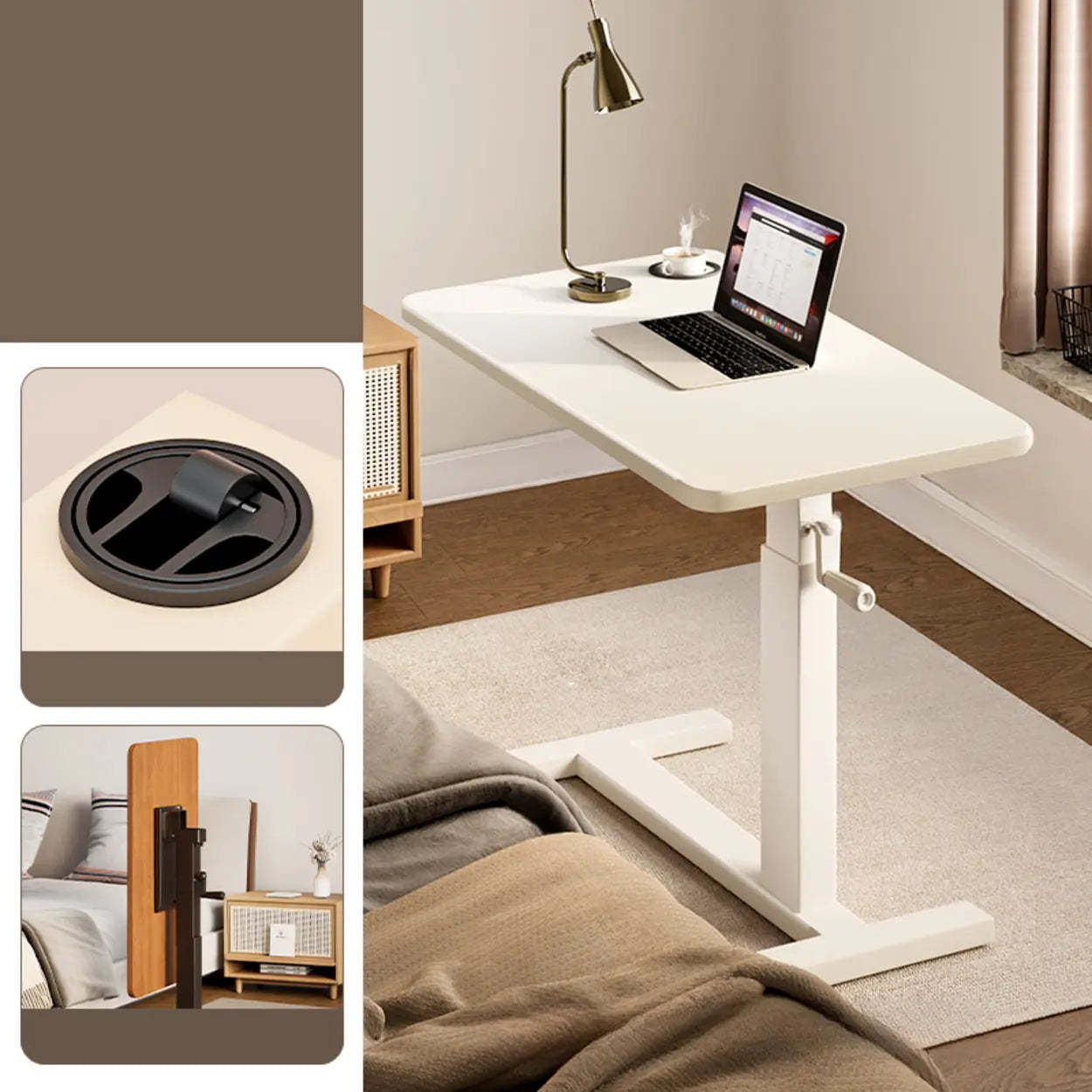Modern desk narrow wood desks — Collapsible / White