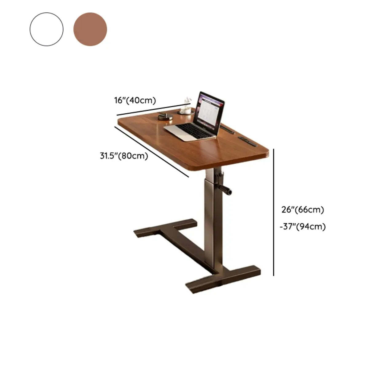 Brown Narrow Adjustable Wood Single Desk
