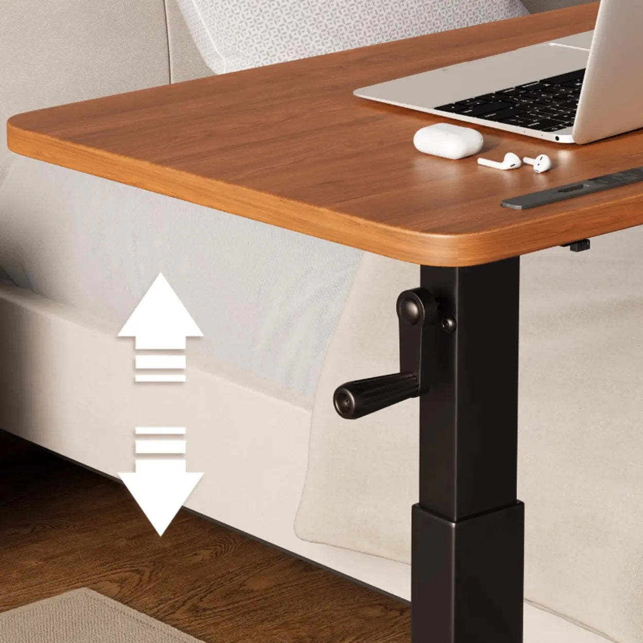 Brown Narrow Adjustable Wood Single Desk