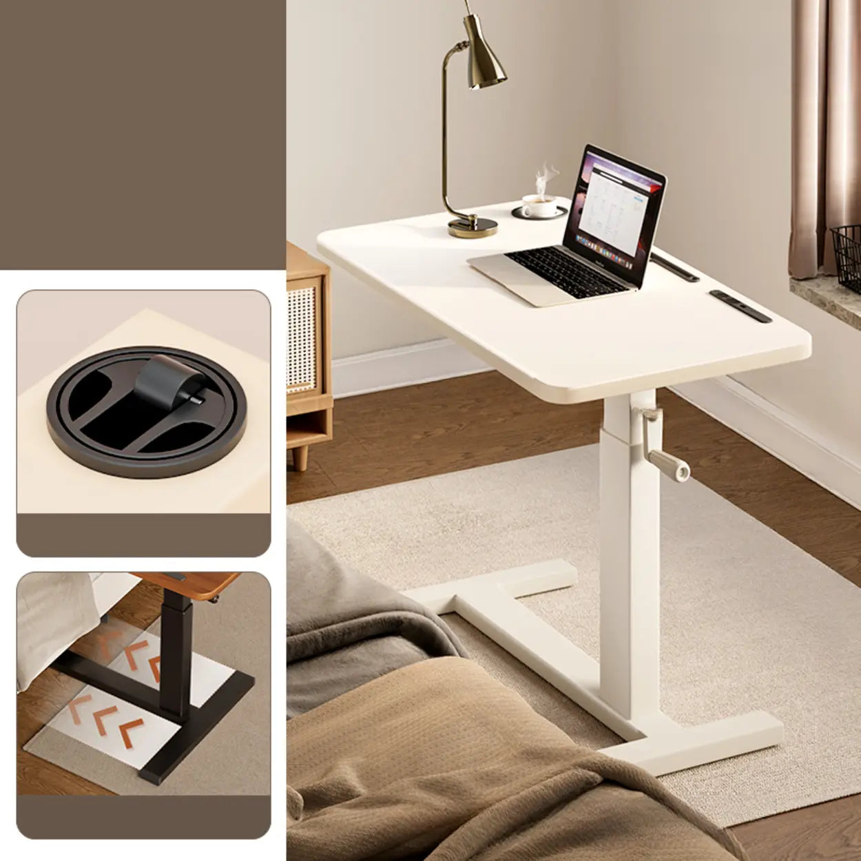 Brown Narrow Adjustable Wood Single Desk