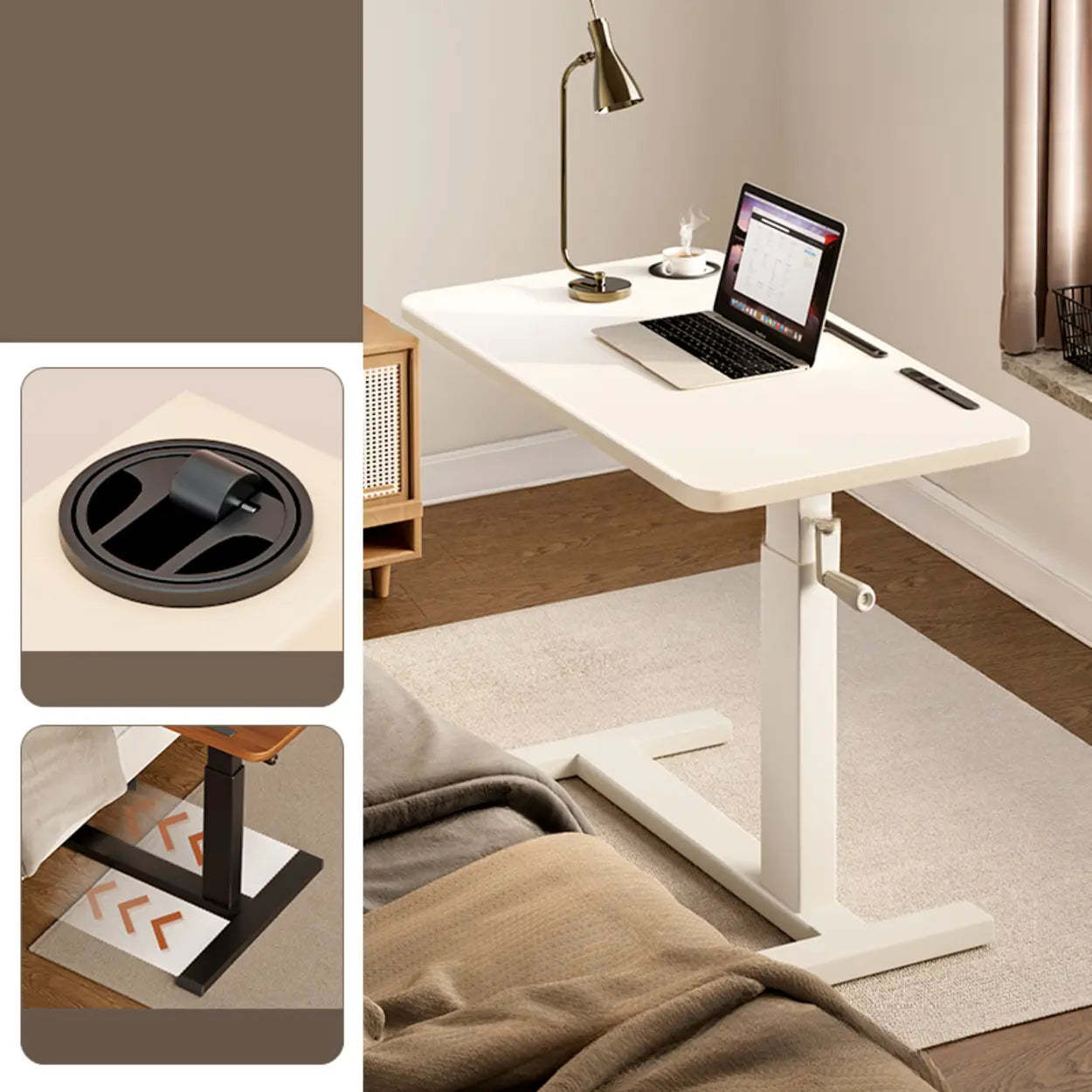 Brown Narrow Adjustable Wood Single Desk