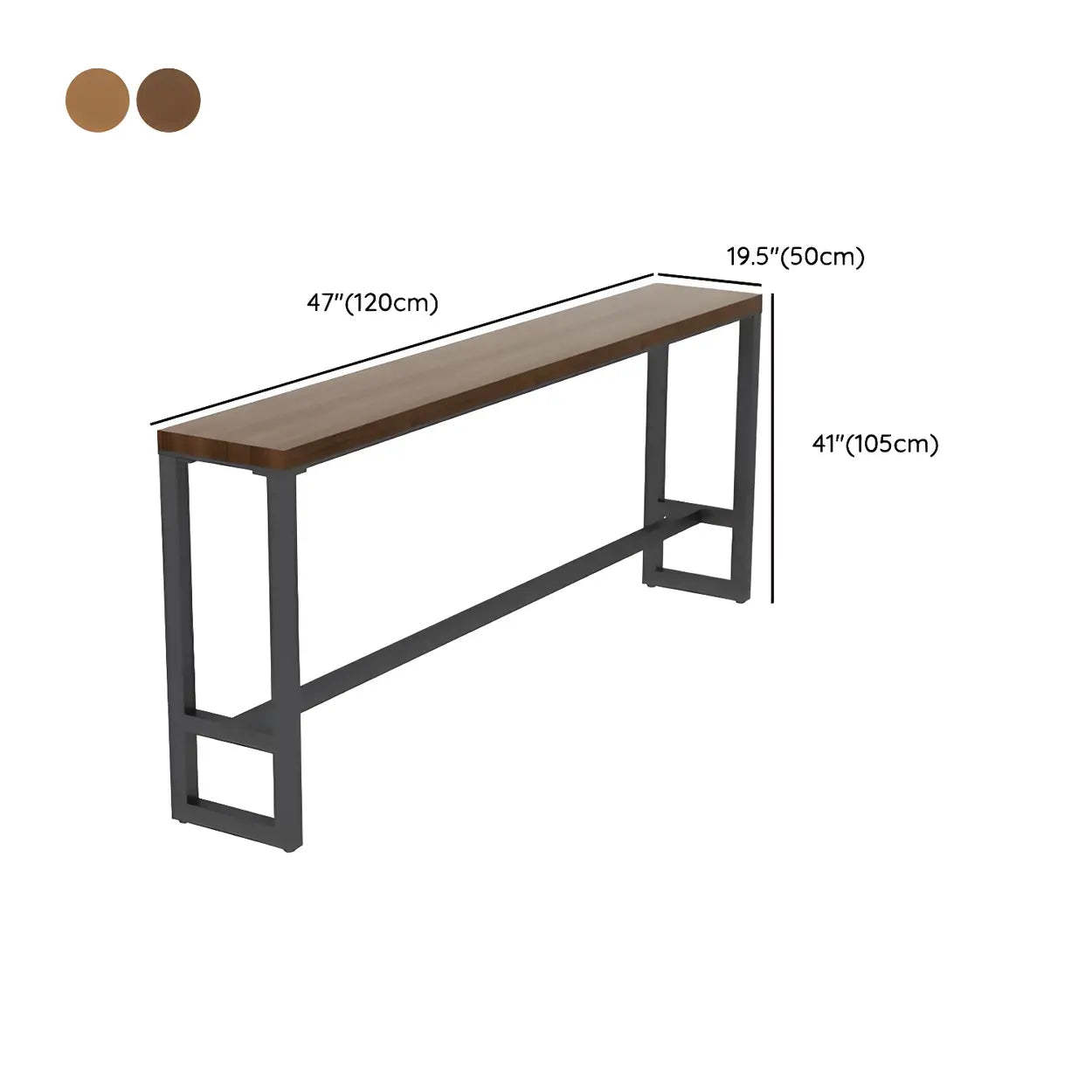 Brown Round Wood Metal Tall Bar Table — Brown/ Black / Table Only