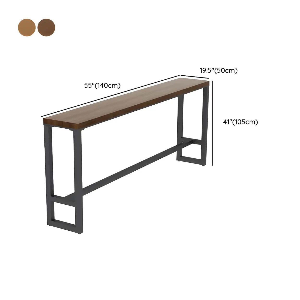 Brown Round Wood Metal Tall Bar Table — Dark Brown/ Black / Table Only