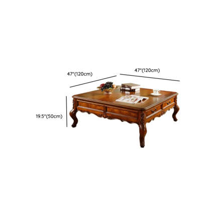 Brown Square Distressed Wood Storage Coffee Table