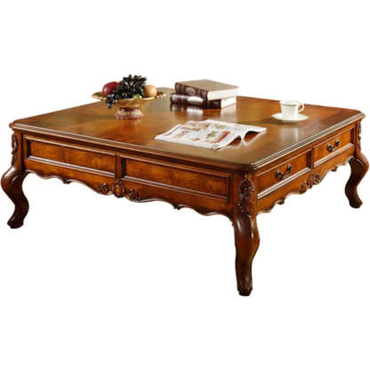Brown Square Distressed Wood Storage Coffee Table