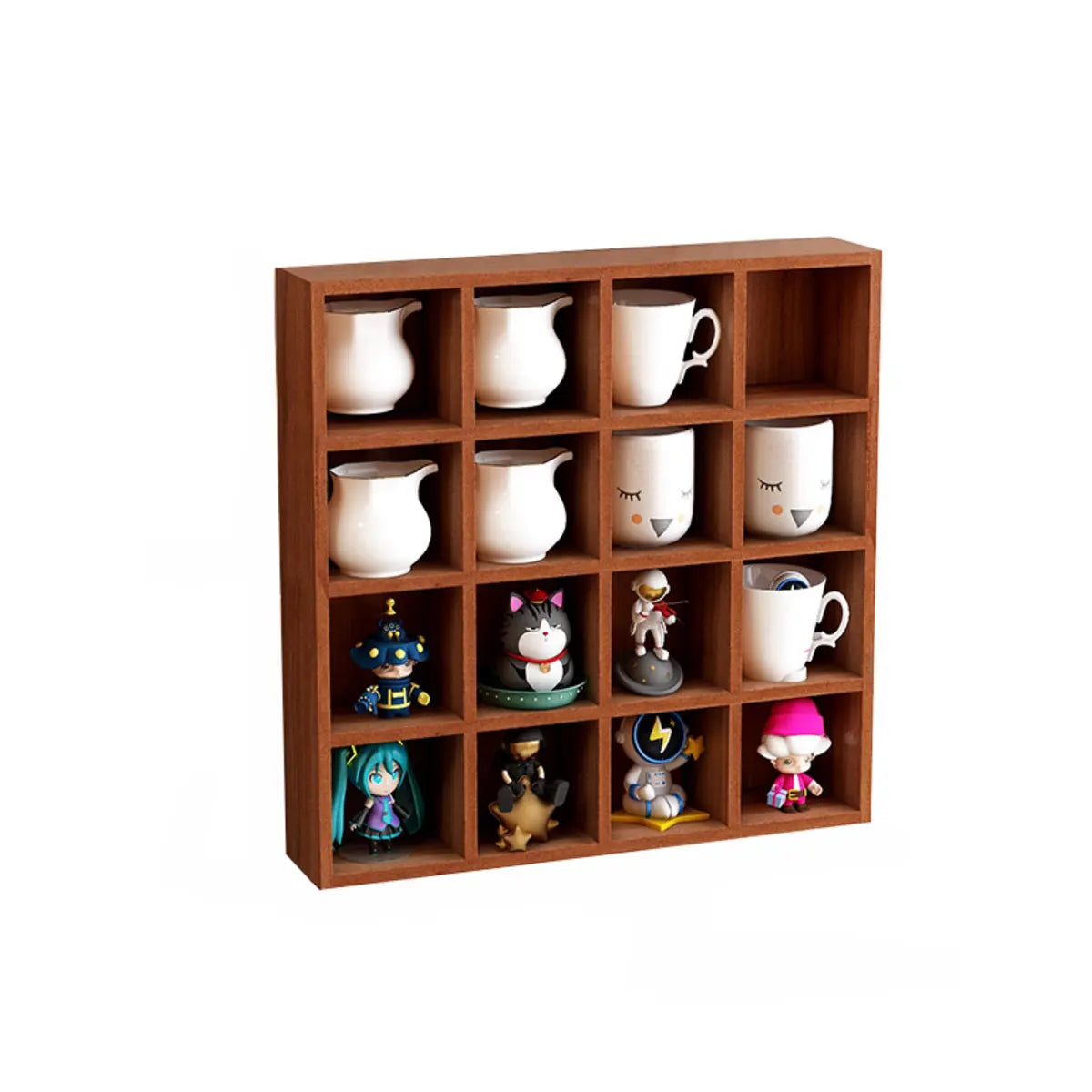 Brown Square Pine Storage China Cabinet