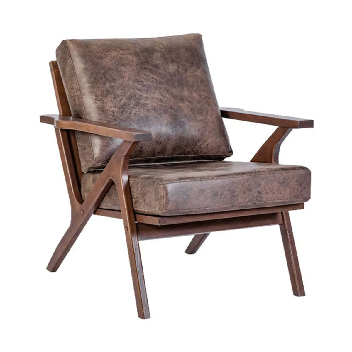 Brown Stain-Resistant Suede Pillow-Back Arm Chair