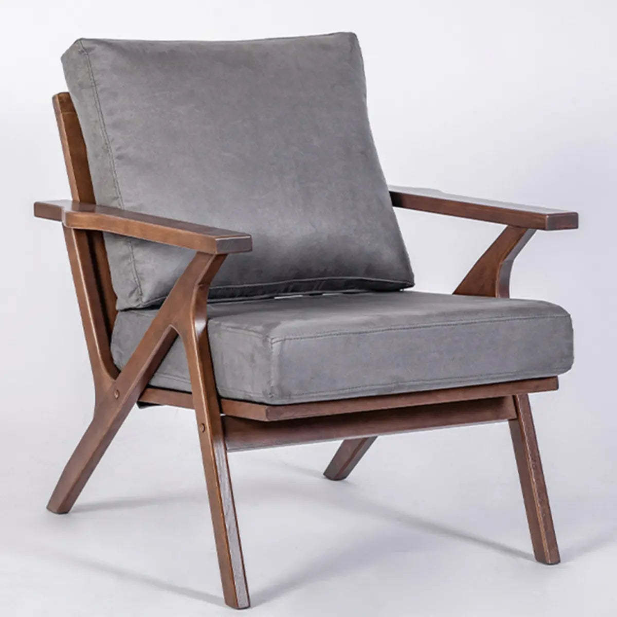 Brown Stain-Resistant Suede Pillow-Back Arm Chair